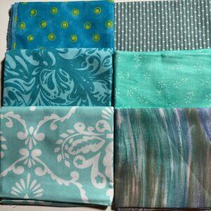 Teal Quilt Fabric Vintage 6 Fat Quarters #15